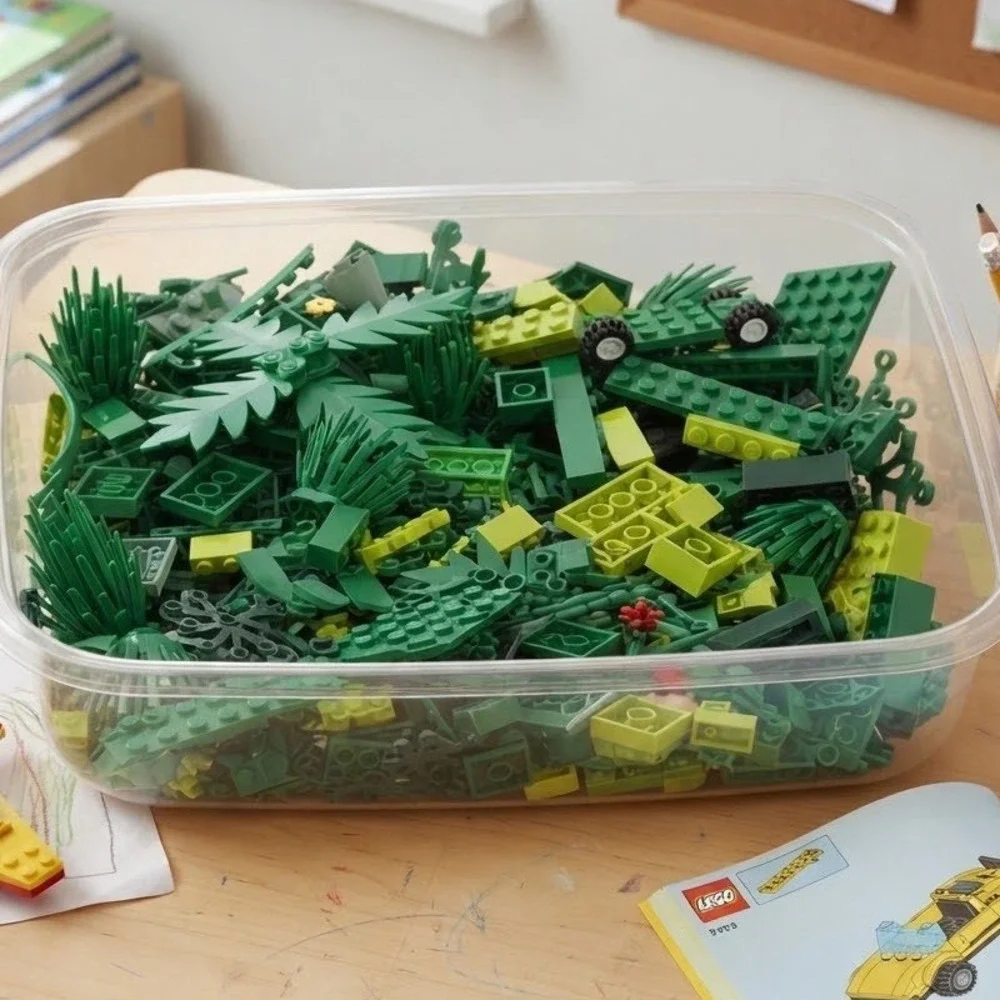 Lego Green Bulk Lot 1.7lb Foliage Leaves Bricks Plates Jungle Landscape Pieces